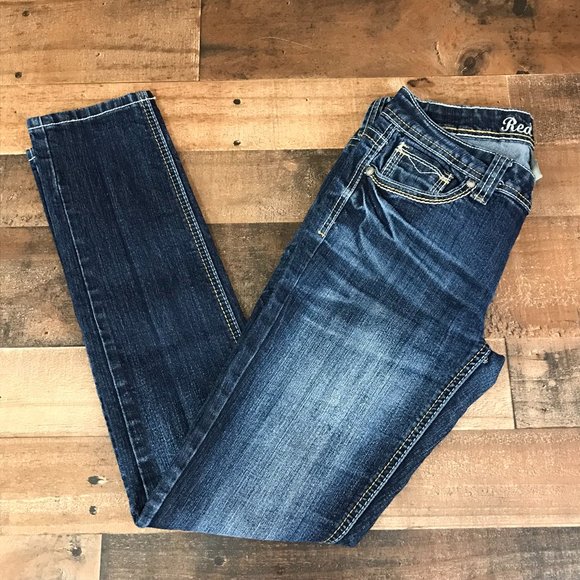 Red Camel Embellished Flap Pocket Skinny Jeans - Picture 4 of 15